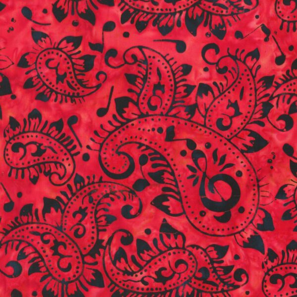 תמונה של בד דגם Rhythm of the Night-Paisley Song - Red עם סגנון דוגמה מקטגורית שונות ובעל צבע אדום