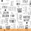 תמונה של בד דגם Love The Earth-Nature Love White עם סגנון דוגמה מקטגורית מילים, אותיות ומספרים ובעל צבע White