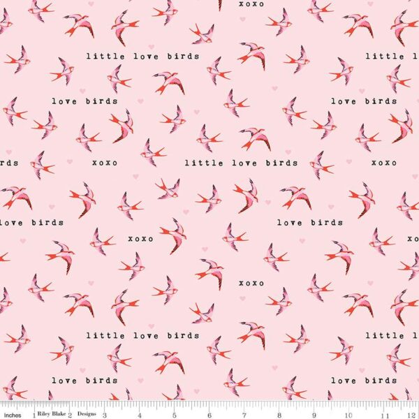 תמונה של בד דגם Sending Love Birds Ballerina עם סגנון דוגמה מקטגורית בעלי חיים וטבע ובעל צבע Ballerina