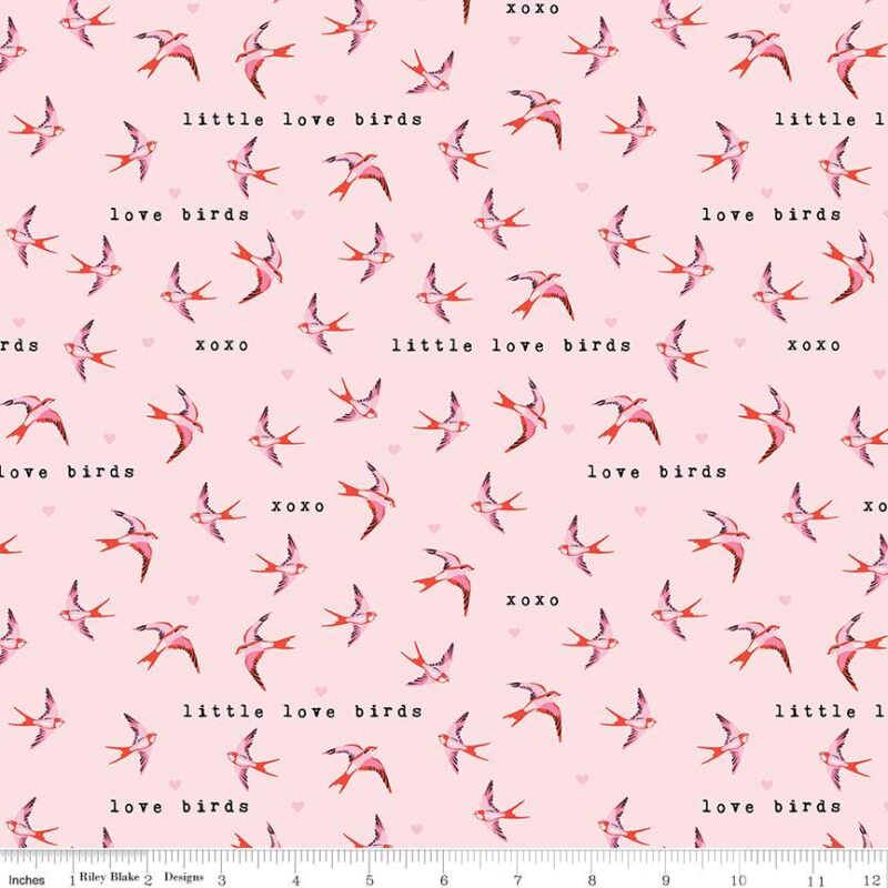 תמונה של בד דגם Sending Love Birds Ballerina עם סגנון דוגמה מקטגורית בעלי חיים וטבע ובעל צבע Ballerina