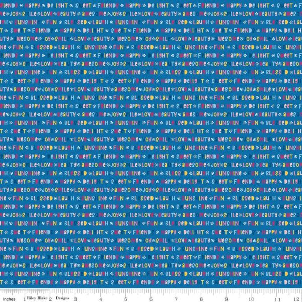 תמונה של בד דגם Pure Delight Chatter Dkblue עם סגנון דוגמה מקטגורית מילים, אותיות ומספרים ובעל צבע Dkblue