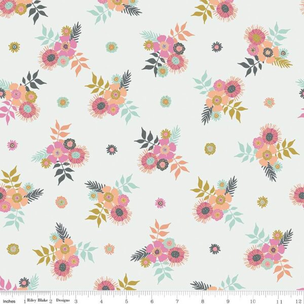 תמונה של בד דגם Meadow Lane Posies Offwhite עם סגנון דוגמה מקטגורית פרחוני ובעל צבע Offwhite