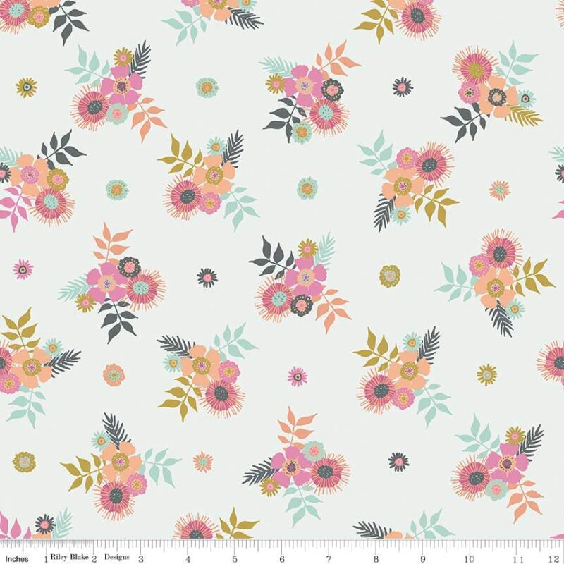 תמונה של בד דגם Meadow Lane Posies Offwhite עם סגנון דוגמה מקטגורית פרחוני ובעל צבע Offwhite