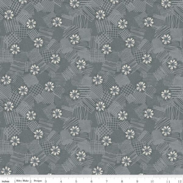 תמונה של בד דגם Meadow Lane Scribbled Floral Gray עם סגנון דוגמה מקטגורית פרחוני ובעל צבע Gray