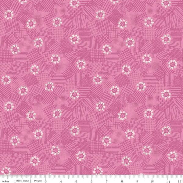 תמונה של בד דגם Meadow Lane Scribbled Floral Pink עם סגנון דוגמה מקטגורית פרחוני ובעל צבע Pink