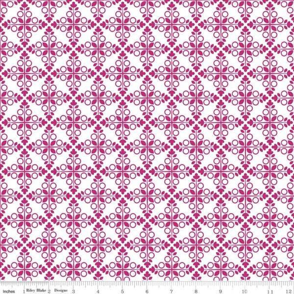 תמונה של בד דגם Garden Party Trellis Fuchsia עם סגנון דוגמה מקטגורית גיאומטרי ומופשט ובעל צבע Fuchsia